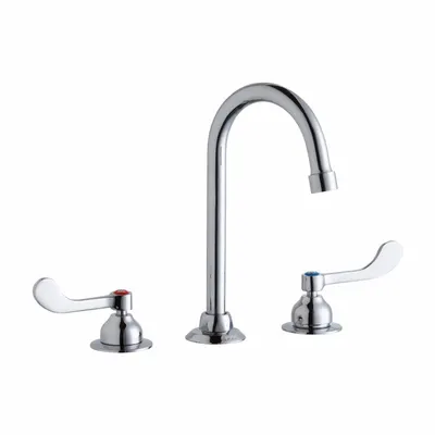 ELKAY Handle-Operated Faucet: Elkay, Brass, Centerset, Deck, 3 Mounting Holes - Centerset Kitchen Faucets