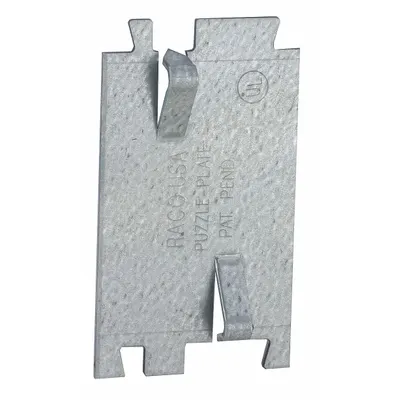 RACO Cable Protection Plate: Steel, Silver, NMSC/Raceway Wire, 0.06 in Overall Dp - Cable Protection Plates