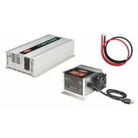 This multi-unit inverter with integrated battery charger converts 10.5 to 15V DC input to 120V AC pure sine wave output, with a peak power of 2400 W. The charger section accepts 105 to 130V AC input and outputs 13.2V to 14.4V DC for battery maintenance. Typical applications include mobile, marine, and backup power systems where sensitive electronics require clean AC power