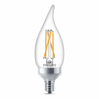 PHILIPS Compact LED Bulb: Candelabra Screw (E12), LED, (BA) Bullet Angled, BA11 - Candelabra Screw Base (E12) Lamps