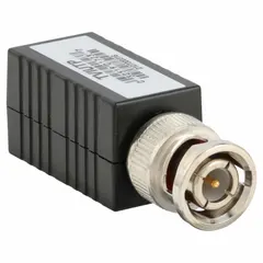 Video transceiver with BNC input and RJ45 output for TVI camera systems. Supports transmission distances up to 656 ft. Used to extend HD video signals over structured cabling in security installations.