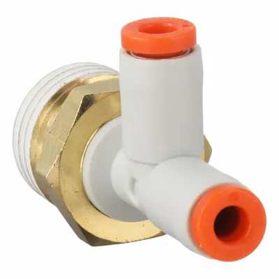 SMC KQ2Y01-35AS Push-Fit Tee Fitting, 1/4 in Pipe x 1/8 in OD x 1/8 in OD, White - Polybutylene & Brass Tube Fittings