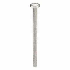 Pan head machine screws with #4-40 thread, 1-1/2 inch length, made from 316 stainless steel with a plain finish. Phillips drive with #1 drive size. Suitable for fastening components in assemblies requiring corrosion resistance.