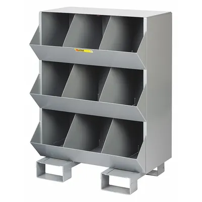 LITTLE GIANT MS3-1532-FP Stationary Stacking Bin Unit, 9 Compartments, Gray - Stationary Stacking Bin Units