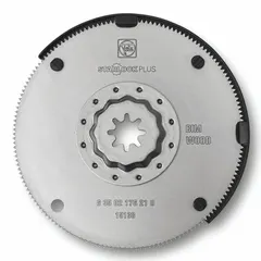 Starlock Plus mounted blade for long straight cuts in wood. Overall length 4 in. Compatible with Starlock Plus oscillating tools.