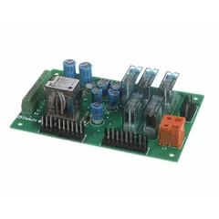 Electronic board for HVACR systems, used to control and regulate equipment functions. Suitable for use in commercial and industrial heating, ventilation, air conditioning, and refrigeration units as a replacement control component.