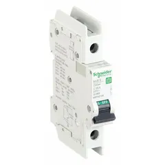 This 1-pole miniature circuit breaker features a C-Curve trip characteristic for protection of branch circuits against overloads and short circuits. Rated 35A with a maximum interrupting rating of 14kA at 120/240V AC, it is suitable for AC systems up to 240/415V and DC systems up to 60V. The screw clamp terminals facilitate secure wiring in DIN rail-mounted panels.