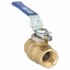 This 3/4 in brass ball valve features a full port design for minimal pressure drop and straight FNPT x FNPT connections. The locking lever handle provides secure manual on/off flow control. Suitable for use in plumbing and industrial piping systems handling water, oil, or gas.