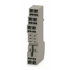 This OMRON socket accommodates 8-pin relays with a J socket configuration. It supports both DIN-rail and surface mounting for flexible installation in control panels. Rated for 10 A, it is suited for industrial control circuits, automation systems, and machinery where secure relay connections are required.