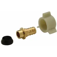 This ZURN crimp-on brass barbed tube fitting features a 17/64 in inner diameter and 1/2 in pipe size, with a Barbed x FNPT connection type. It is used to join tubing to female NPT threaded connections in plumbing, irrigation, and fluid-handling systems