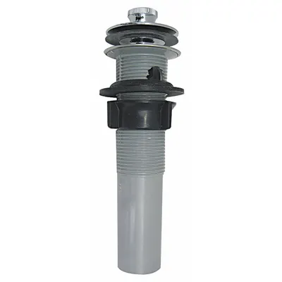WATCO Sink Drain: Plastic, Chrome, 1 1/4 in Overall Dia, Slip, 1 1/4 in Pipe Dia - Sink Drains with Push & Pull Stopper