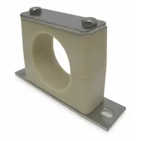 Smooth-core beta clamp with a 316 stainless steel clamp and Santoprene cushion. Used for securing pipes and tubing in industrial piping systems, reducing vibration and noise at support points