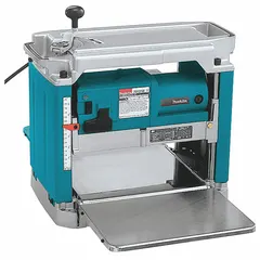 Single-phase benchtop planer with 15 A motor, 8,500 RPM cutterhead speed, and 28 fpm feed rate. Handles stock up to 12 in wide and 6-1/4 in thick. Used for dimensioning and smoothing lumber in woodworking tasks such as cabinetry, furniture making, and trim work.