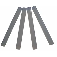 White hot melt adhesive sticks for bonding rubber materials. Each stick measures 7/16 in diameter and 4 in length, with a melting temperature of 176°F. Pack of 30 sticks suitable for general purpose assembly, packaging, and light-duty repairs.