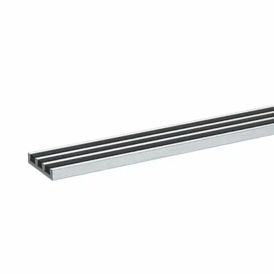 WOOSTER Stair Nosing: Multi-Strip Grit, Aluminum, Fastener-Installed, 36 in Wd - Multistrip Grit Stair Nosings