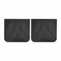 Black rubber mud flaps for rear vehicle mounting. Each flap measures 18 inches in height, 20 inches in width, and 1/4 inch in thickness. Sold as a pair (1 PR). Suitable for use on heavy-duty trucks and trailers to reduce road spray and debris