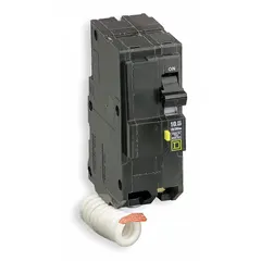 2-pole, 15 A plug-in miniature circuit breaker for QO Load Centers and NQ Panelboards. Rated 120/240V AC single phase with 10kA interrupting capacity. Provides overcurrent protection for branch circuits in residential and commercial electrical systems.