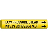 Pipe Marker: Low Pressure Steam, Yellow, Black, Fits 3/4 to 1 3/8 in Pipe O.D., 1 Pipe Markers (MPN 4092-A)
