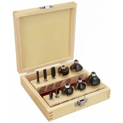 OEM Router Bit Set: Fractional Inch, 10 Pieces - Carbide-Tipped Router Bit Sets