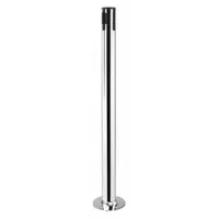 TENSABARRIER Single Belt Receiver Post: Round Flat, 36 1/2 in Post Ht, Silver, Stainless Steel, Flat (MPN 889F-3P-3P-RCV)