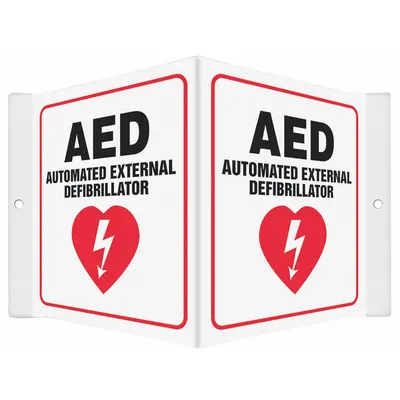 CONDOR V-Shape Projection AED Automatic External Defibrillator Sign - V-Shape Projection AED Automatic External Defibrillator Signs