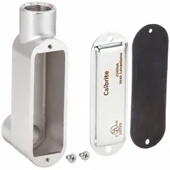 Stainless steel LB (90° elbow) conduit outlet body with polished finish. Trade size 3 in, body capacity 177 cu in, threaded RMC connections. Used as a junction point for pulling, splicing, or routing conductors in electrical conduit systems.