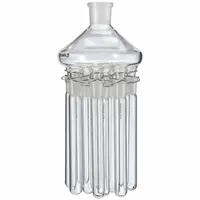 Colorless round glass distilling flask with 20 mL capacity. Features a 24/40 compatible stopper size. Used for solvent removal and concentration in rotary evaporation applications