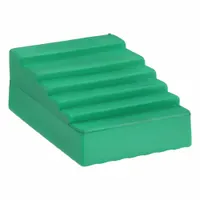 This green urethane wheel stop is designed for pallet jacks to prevent unintended rolling. The magnetic back allows quick and secure positioning on metal surfaces. Commonly used in warehouses, loading docks, and industrial facilities during loading, unloading, or maintenance operations