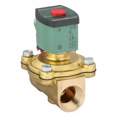 This 2-way, 2-position normally closed solenoid valve is designed for on/off control of compatible fluids. It features a 1 in pipe size, 240V AC (220V AC/60Hz) voltage, watertight coil enclosure, and NBR seal. Typical applications include industrial automation, water treatment, and process control systems where reliable shut-off in wet environments is required.
