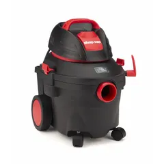 This SHOP-VAC mini vacuum features a 4-gallon plastic tank for wet/dry pickup of liquids, dust, and debris. Standard-duty unit with a 1-1/2 inch diameter hose and 8-foot length for portability in workshops, garages, and light industrial settings.