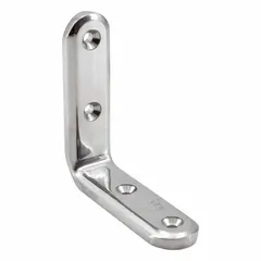 Standard duty shelf bracket made from 304 stainless steel with a mirror finish. Rated for 52 lb capacity. Suitable for supporting shelves in clean environments such as food processing, laboratories, and marine applications where corrosion resistance is required.