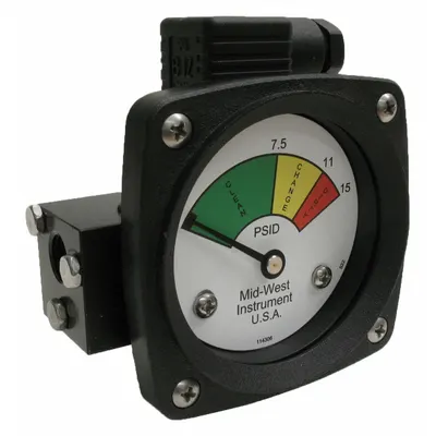 MIDWEST INSTRUMENT 522A-015-LE Differential Pressure Indicator with Switch - Differential Pressure Indicators with Switch