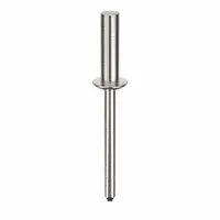 Inch-series domed-head blind rivet with 0.186" diameter, 2 2/95" overall length, 45/64" body length, and 2 1/64" overall length. Used for fastening materials where only one side is accessible, typical in automotive, HVAC, and general assembly applications. Supplied in a 250-piece pack