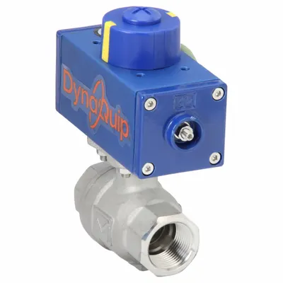 DYNAQUIP CONTROLS Pneumatically Actuated Two-Way Ball Valve: 3/4 in, Stainless Steel - Stainless Steel Pneumatically-Actuated Ball Valves