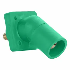 Male single pole receptacle with angled taper nose mating and threaded stud termination. Rated 600V AC/DC. Suitable for industrial power distribution in control panels, switchgear, and heavy equipment requiring secure connections.