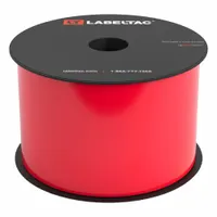 Continuous label roll for LabelTac 4 printers. Red gloss vinyl with magnetic adhesive for indoor/outdoor use. 3 in x 25 ft. Used for creating removable labels on metal surfaces in industrial facilities