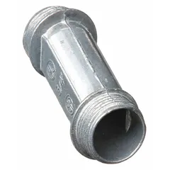 Zinc offset nipple with 3/4"-14 NPS threads and 2-9/16" overall length. CSA certified. Used to connect misaligned conduits or fittings in electrical raceway systems.