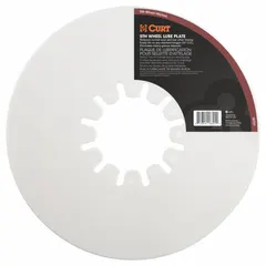 This fifth wheel lube plate reduces friction between tractor and trailer couplings. With an overall length of 10 inches and height of 1/2 inch, it is used in heavy-duty trucking to extend component life and improve handling.