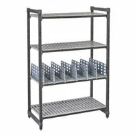 This shelf divider panel is designed for use with Elevation series shelving systems. It helps organize and separate stored items, preventing mixing and improving inventory management. The panel measures 24 inches deep by 81 inches long and comes in a Soft Gray finish