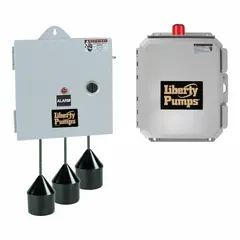 This multi-purpose pump control panel operates at 208/240/480V AC with a current range of 1.6 to 2.5 A. It features a tether float switch, plastic enclosure, and audio alert output. The panel uses a demand dose dosing schedule and is non-reversing. Suitable for controlling pumps in duplex systems for wastewater, sewage, and sump applications.