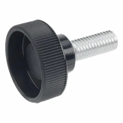 JW WINCO Knurled Hand Knob with Threaded Stud - Knurled Knobs with Threaded Stud