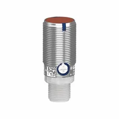 This M18 threaded cylindrical photoelectric sensor features a built-in 4-pin M12 connector and operates on a 12-24V DC supply. It is used for non-contact object detection in industrial automation, such as presence, position, or counting applications in packaging, material handling, and conveyor systems.