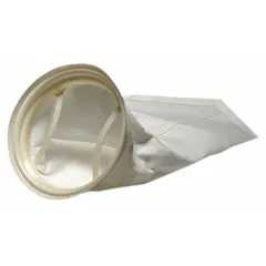 Welded felt seamless filter bag, Bag Size 1, with 5 micron rating, 80 gpm flow capacity, and maximum operating temperature of 275°F. Suitable for industrial liquid filtration applications such as paint, ink, chemicals, and process water where particle retention is required.