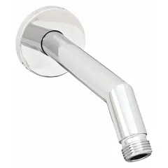 Wall-mounted shower arm with integral flange, constructed of brass with a polished chrome finish. Features NPT connection for secure attachment to water supply and showerhead. Suitable for use in commercial or industrial shower installations.