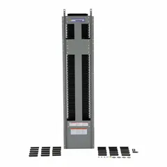 This Square D NF-series main lug convertible panel interior is rated for 600 A and features a copper bus. It accepts EDB/EDG/EDJ circuit breakers and provides 42 spaces for branch circuit distribution. Suitable for use as a main lug or convertible configuration in commercial and industrial power distribution systems.