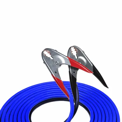 BAYCO Booster Cables: Crimped, 4 AWG, Parrot Jaw, 16 ft Cable Lg, Black/Blue - Clamp Jumper Cables