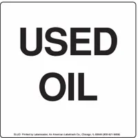 Used Oil Label: USED OIL, 6 in x 6 in, White, 100 PK (MPN SLUO)