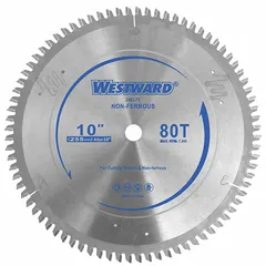 This circular saw blade is designed for cutting aluminum and soft metals. It features 80 carbide teeth, a 0.11-inch cut width, and a 5/8-inch arbor size. Suitable for fabrication, construction, and metalworking applications.
