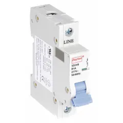 B-curve, 1-pole supplementary protector from the NDB2-63 series, rated 1 A at 277V AC with a maximum AIR rating of 5kA at 277V AC. Features screw clamp terminal connections. Suitable for overcurrent protection in control panels, HVAC equipment, and lighting circuits.