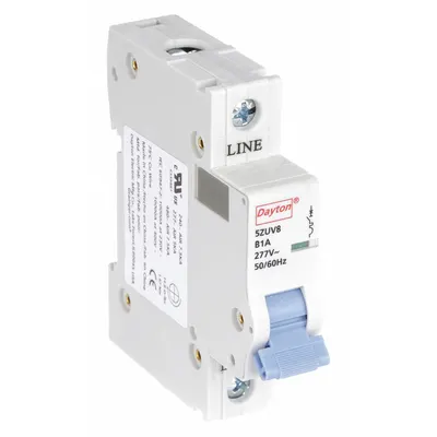 Dayton Supplementary Protector: 1 A Amps, 5kA at 277V AC, Screw Clamp, NDB2-63 - B-Curve, 1-Pole UL1077 DIN Rail-Mount Supplementary Protectors